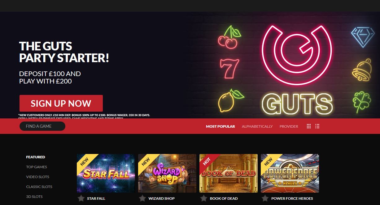 Play Casino, Sportsbook, Live Casino and Poker at GUTS