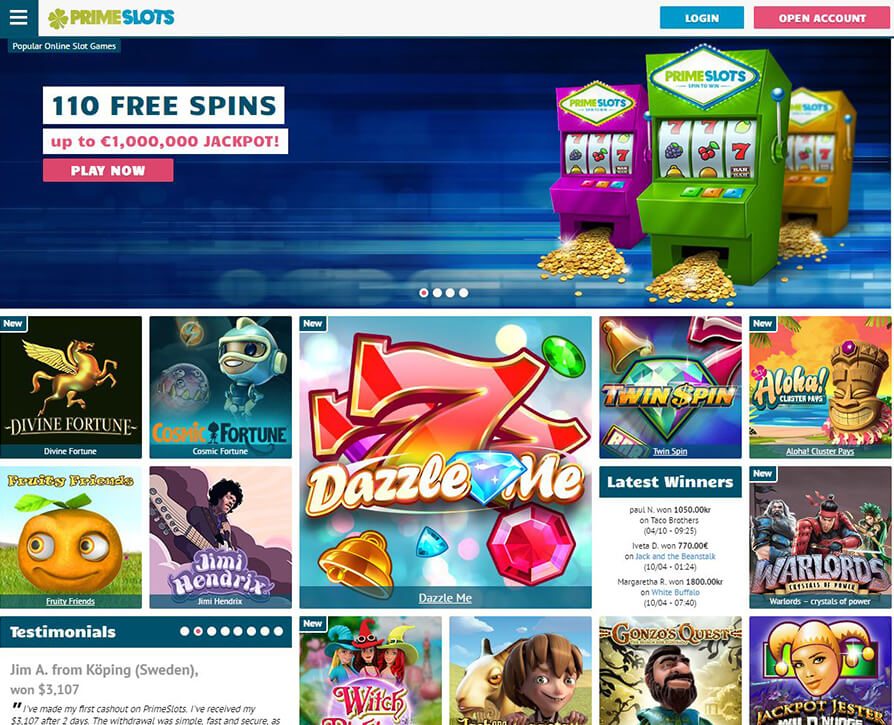 Prime Slots provide games from some of the more rare game providers such as Amaya and Cryptologic